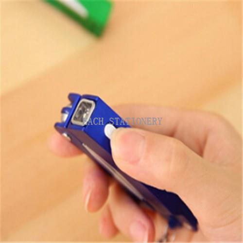 Keychain Type Multi-function Ball Pen With LED Light Scissor
